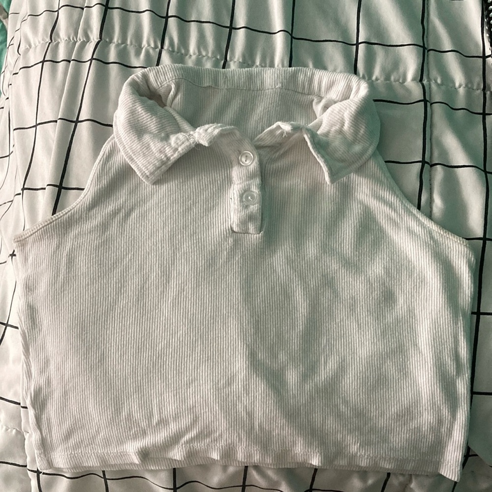 Kids White Collared Top